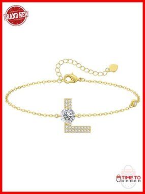 Personalized A-Z Initial Charm Bracelet, Dainty Adjustable Link Bracelet